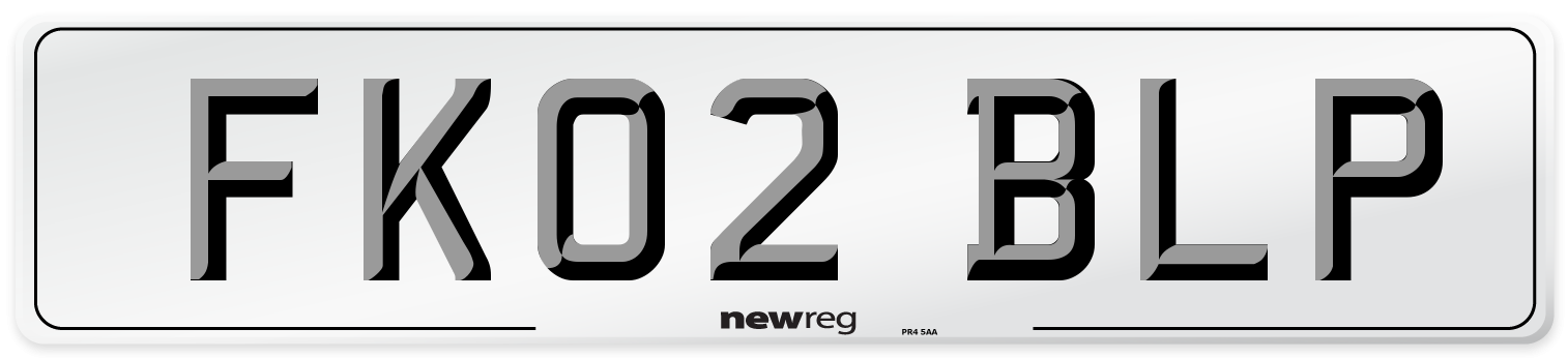FK02 BLP Number Plate from New Reg